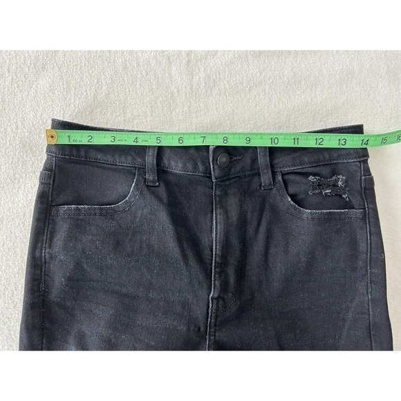 American Eagle Super Hi Rise Jegging Stretch‎ Women's 6 Regular Black Distressed - Picture 8 of 14